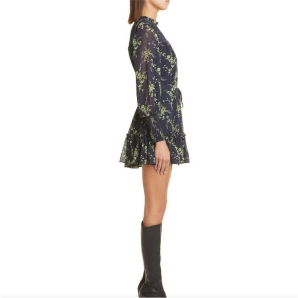 Cinq A Sept Raven Ruffle Tie Waist Long Sleeve Minidress Dress 12 NWT $395 - Picture 3 of 6